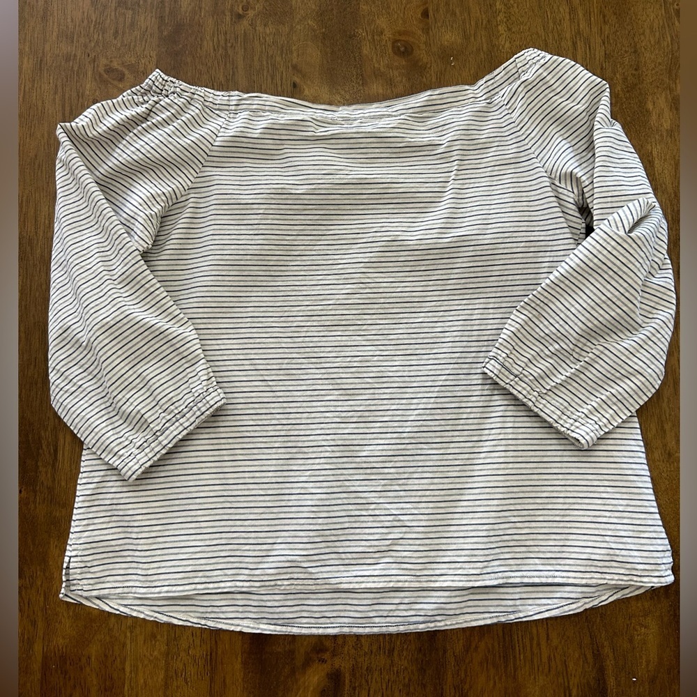 Madewell 100% Cotton Off-Shoulder Striped Top Size M - Picture 5 of 10